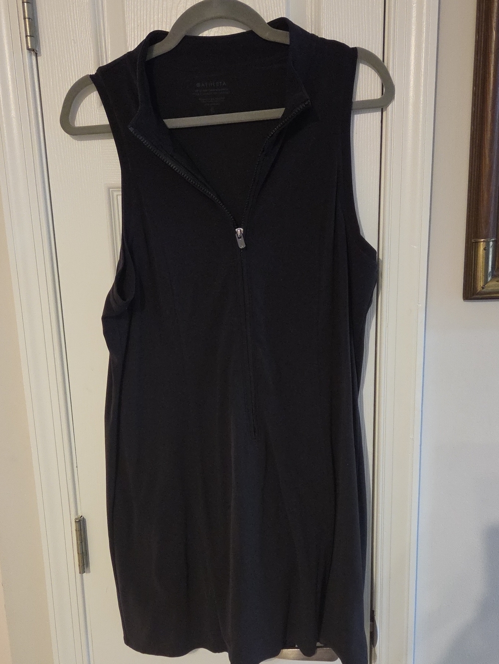 Athleta Black Zip-Front Sleeveless Tennis Dress
